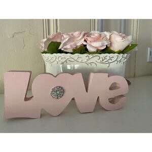 Pink Bling Love Sign, Valentines Day, Shelf Sitter, Fancy Decor, Girl/Woman Gift